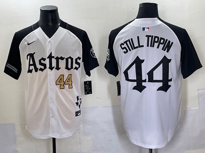 Men 2025 Houston Astros #44 Still Tippin White Black Five generations Joint Name Nike MLB Jersey style 5